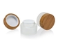 Recyclable белый стеклянный косметический опарник 30g-100g с бамбуковым кругом крышки